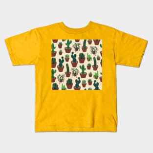 Gouache Cacti Pattern Kids T-Shirt